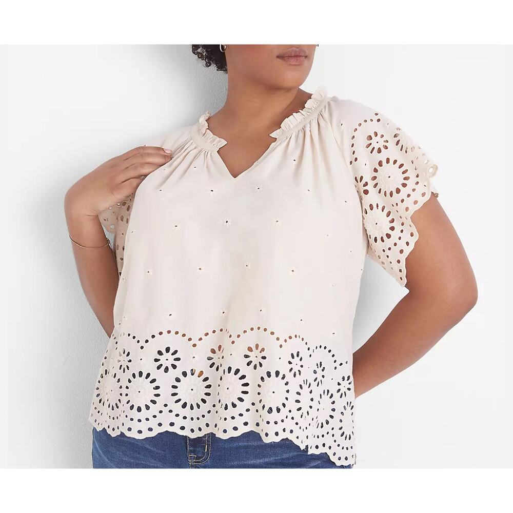 Lane Bryant cotton blouse featuring eyelet embroidery size 22/24